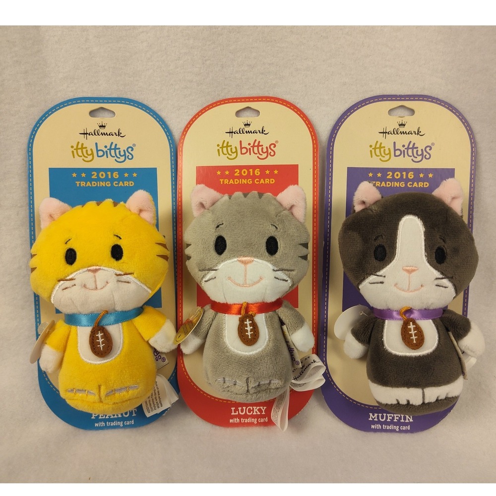 New Hallmark Itty Bittys Kitten Bowl 2016 Peanut Lucky Muffin Plush Set of 3